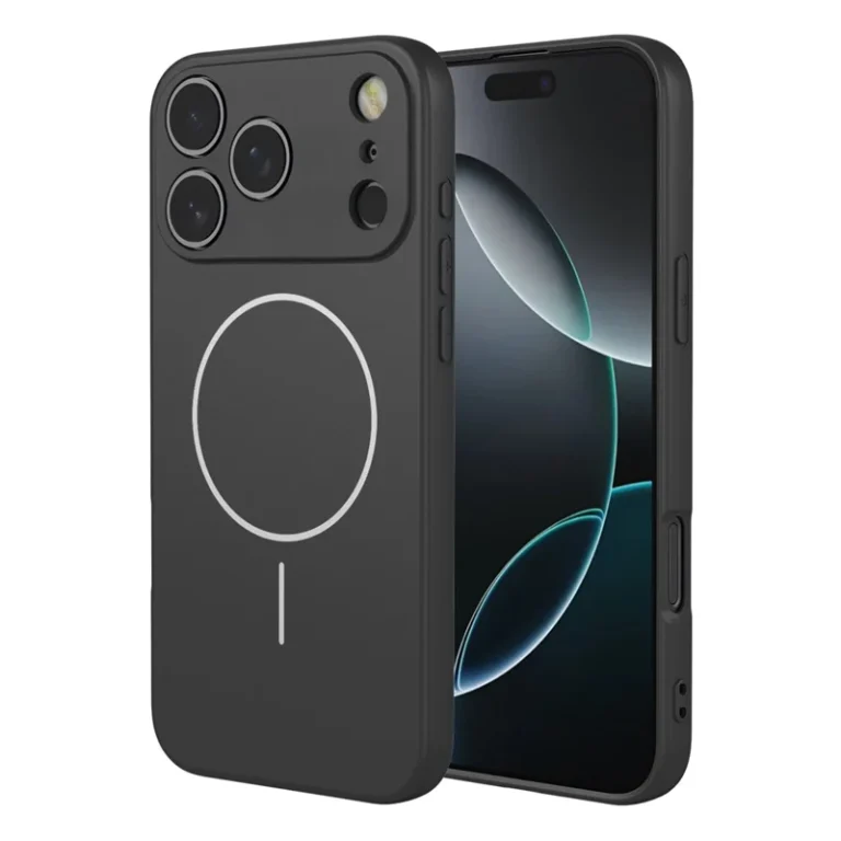 iPhone 17 Pro Magnetic Case Anti Drop Soft TPU Phone Back Cover Compatible with MagSafe - Black