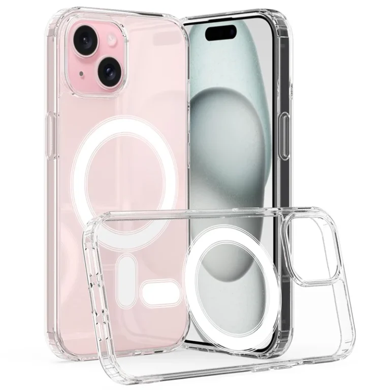 Clear Phone Case for iPhone 15 , Magnetic Ring Acrylic+TPU Phone Shell Cover Compatible with MagSafe