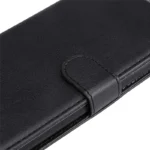 Samsung Galaxy S25 / S24 Case Solid Color Leather Mobile Cover Wallet Stand with Strap - Black