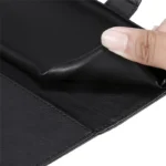 Samsung Galaxy S25 / S24 Case Solid Color Leather Mobile Cover Wallet Stand with Strap - Black