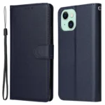 Cell Phone Case for iPhone 15 Wallet PU Leather Stand Mobile Phone Shell - Blue