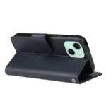 Cell Phone Case for iPhone 15 Wallet PU Leather Stand Mobile Phone Shell - Blue