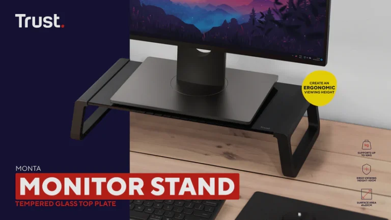TRUST MONTA GLASS MONITOR STAND - BLACK
