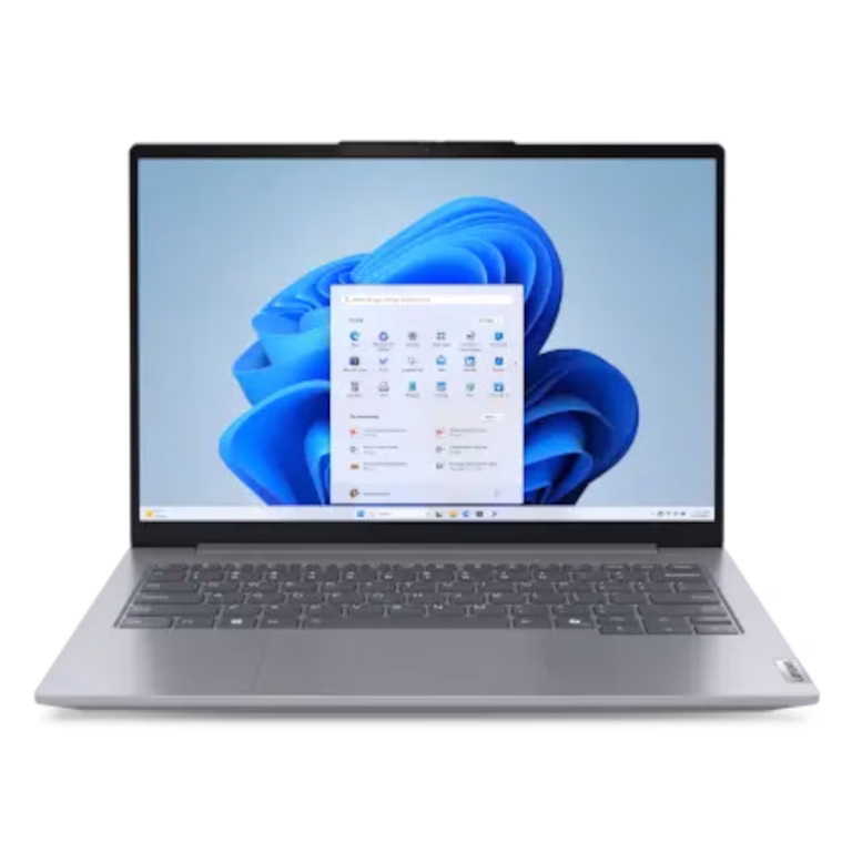 Lenovo ThinkBook 14 G7 bærbar computer med Windows 11 startmenu vist på skærmen.