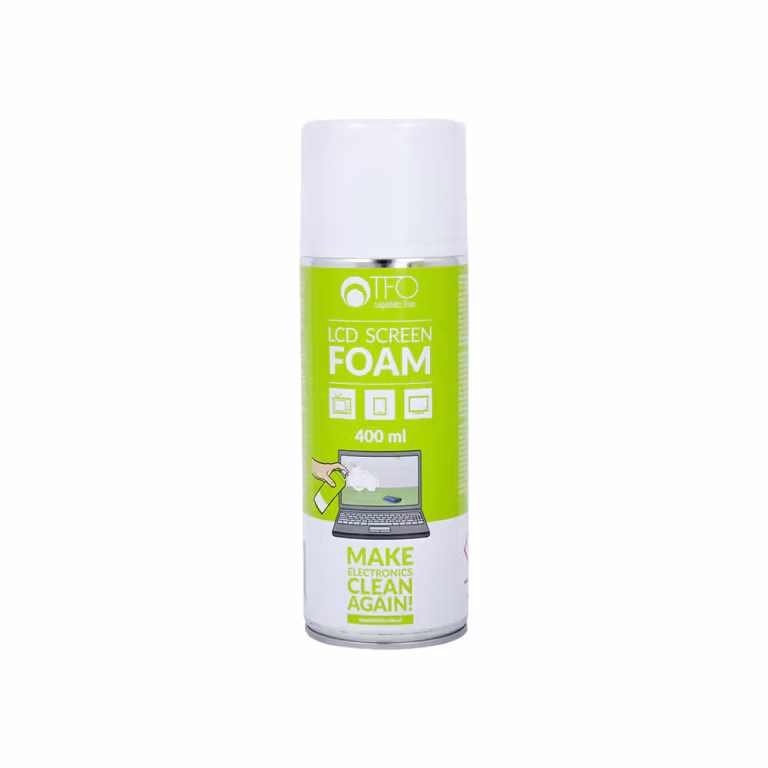 TFO LCD foam cleaner 400 ml spray til effektiv rengøring af skærme på elektronik.