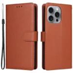 iPhone 16 Pro Max Flip Cover m. Kortholder – Brun kunstlæder