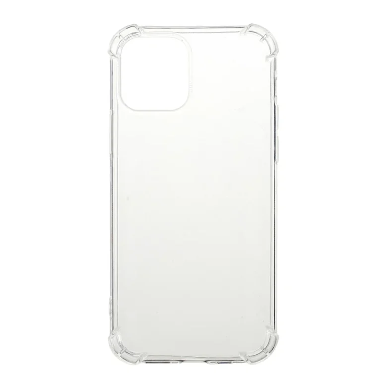 Gennemsigtigt iPhone 12 Mini slim cover med stødabsorberende hjørner for optimal beskyttelse.