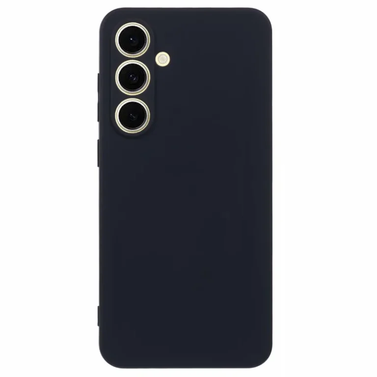 Sort silikone cover til Samsung Galaxy A18 og A17 med præcise udskæringer til kameraet.