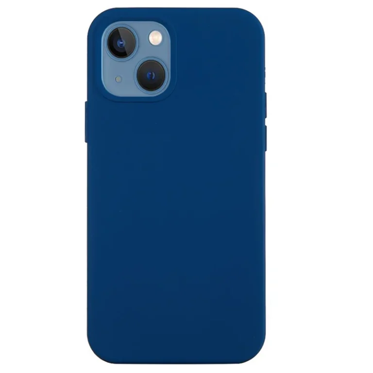 Mat mørkeblåt iPhone 15 Plus cover med præcise udskæringer til kameraet.
