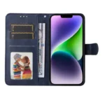 iPhone 15 Magnetisk Flip Cover m. Kortholder – Blå - Billede 2