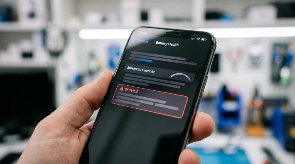 batteriskift iphone tegn
